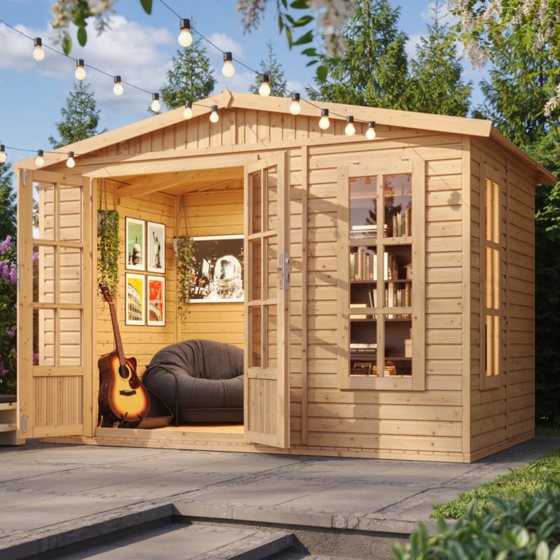 Drewniany domek ogrodowy Timbela 6 m² M334FB Konstrukcja panelowa, drewno naturalne, grubość deski 17 mm, 1 szt.
