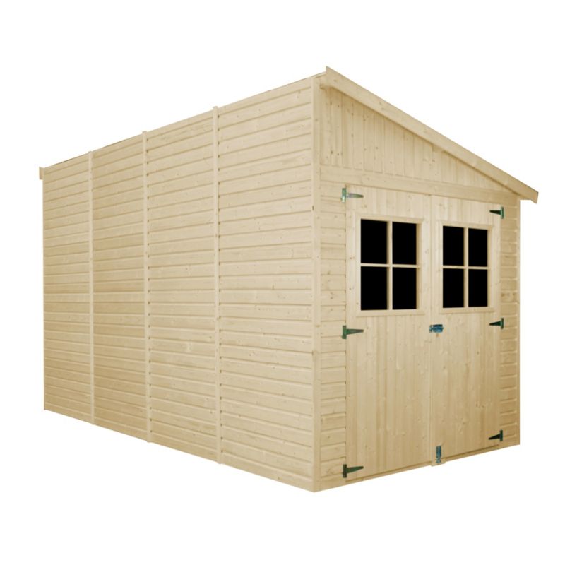 Drewniany domek ogrodowy Timbela 8,1 m² M340A Konstrukcja panelowa, drewno naturalne, grubość deski 17 mm, 1 szt.