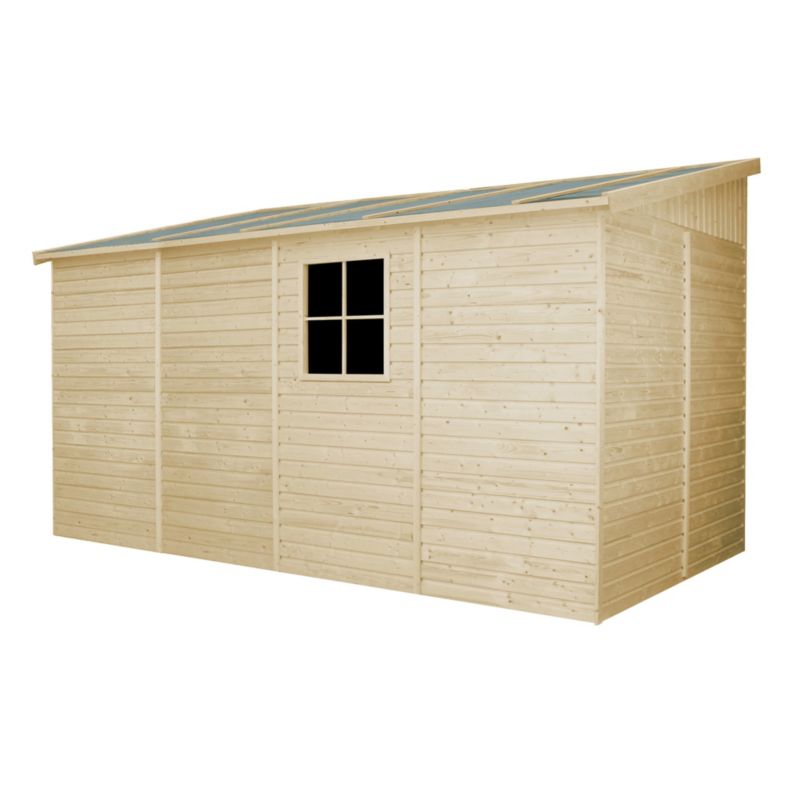 Drewniany domek ogrodowy Timbela 8,1 m² M340A Konstrukcja panelowa, drewno naturalne, grubość deski 17 mm, 1 szt.