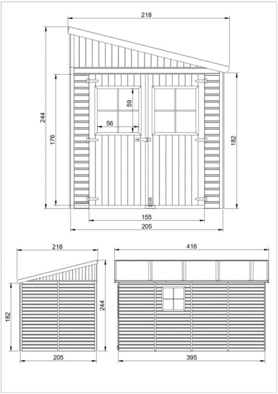 Drewniany domek ogrodowy Timbela 8,1 m² M340A Konstrukcja panelowa, drewno naturalne, grubość deski 17 mm, 1 szt.