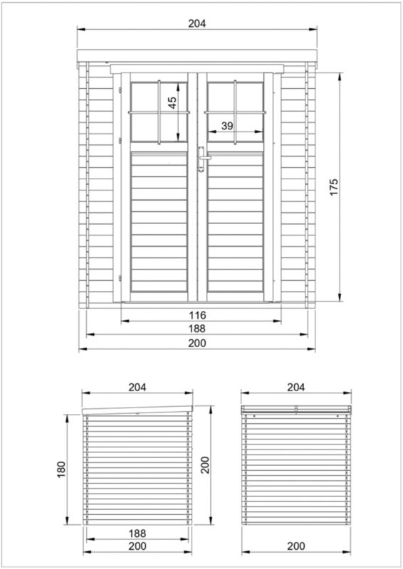 Drewniany domek ogrodowy Timbela M309F 3.53 m² zamykane drzwi grubość deski 19 mm 1 szt.