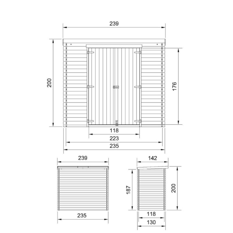 Drewniany domek ogrodowy Timbela M310C1 2.63 m² drewno naturalne grubość deski 19 mm 1 szt.