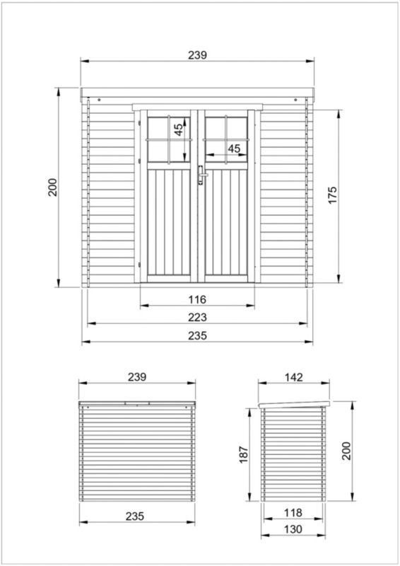 Drewniany domek ogrodowy Timbela M310F 2.63 m² zamykane drzwi grubość deski 19 mm 1 szt.