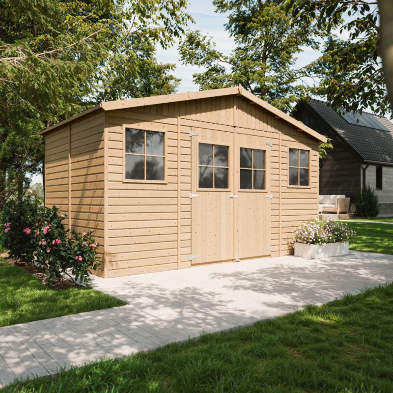 Drewniany domek ogrodowy Timbela M332 8 m² konstrukcja panelowa drewno naturalne grubość deski 17 mm 1 szt.