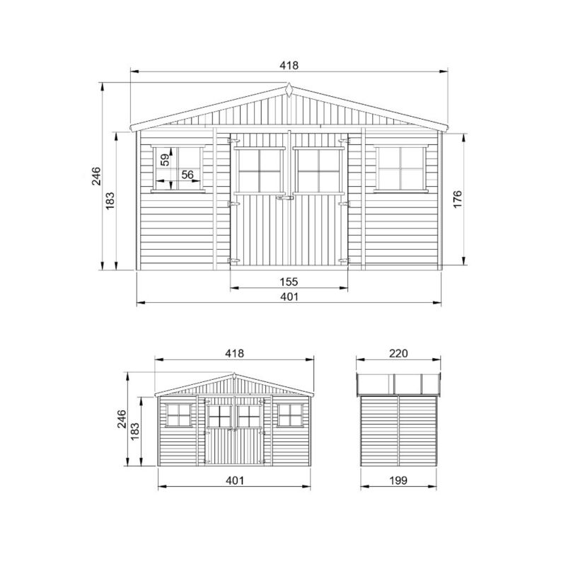 Drewniany domek ogrodowy Timbela M332 8 m² konstrukcja panelowa drewno naturalne grubość deski 17 mm 1 szt.
