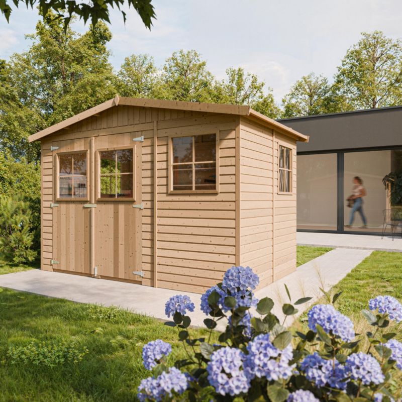 Drewniany domek ogrodowy Timbela M334 6 m² konstrukcja panelowa drewno naturalne grubość deski 17 mm 1 szt.