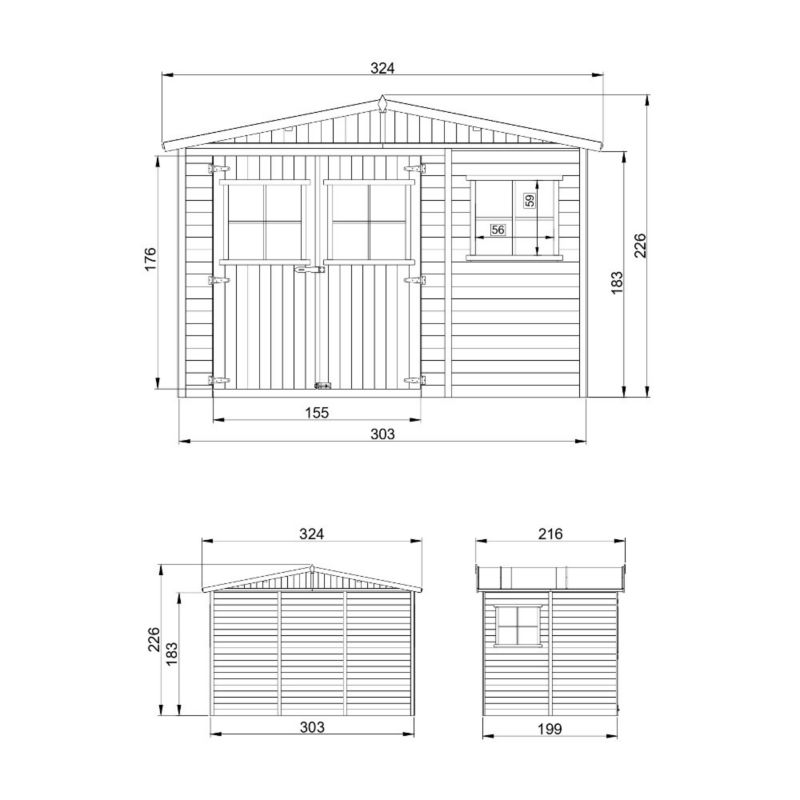 Drewniany domek ogrodowy Timbela M334 6 m² konstrukcja panelowa drewno naturalne grubość deski 17 mm 1 szt.