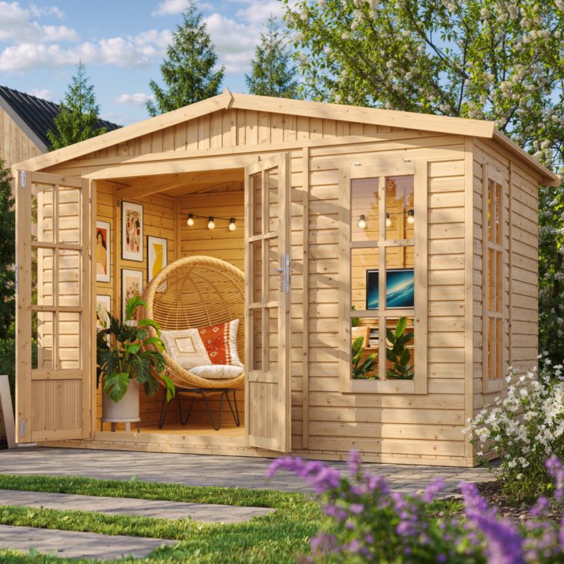 Drewniany domek ogrodowy Timbela M334FB 6 m² konstrukcja panelowa drewno naturalne grubość deski 17 mm 1 szt.
