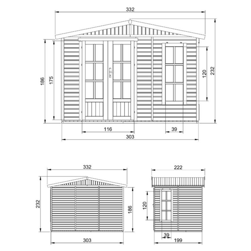 Drewniany domek ogrodowy Timbela M334FB 6 m² konstrukcja panelowa drewno naturalne grubość deski 17 mm 1 szt.