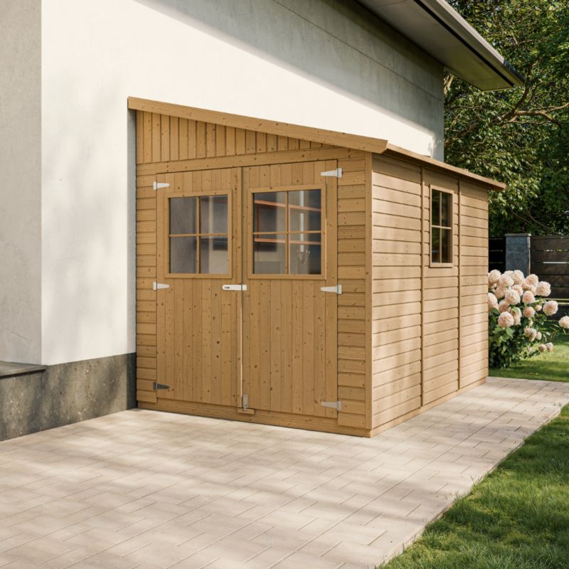 Drewniany domek ogrodowy Timbela M339 6 m² konstrukcja panelowa z trzech ścian grubość deski 17 mm 1 szt.