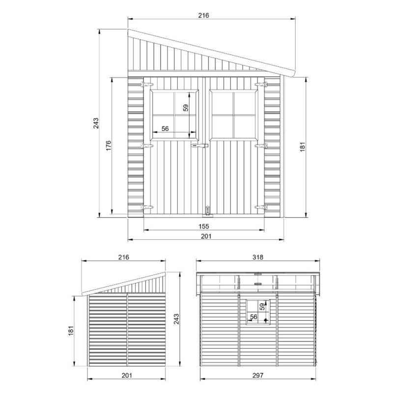 Drewniany domek ogrodowy Timbela M339 6 m² konstrukcja panelowa z trzech ścian grubość deski 17 mm 1 szt.