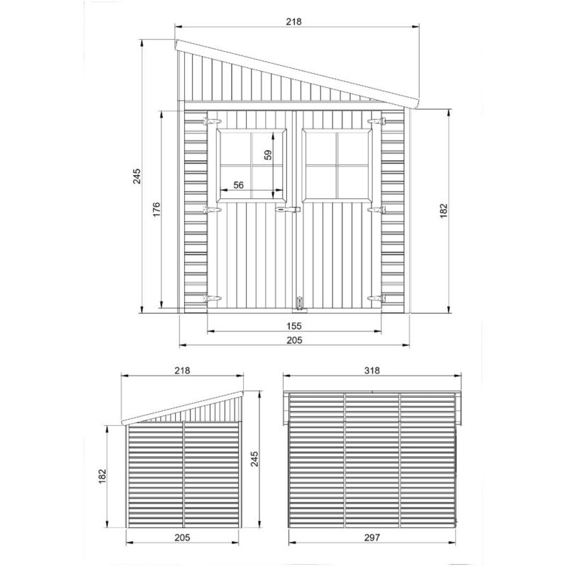 Drewniany domek ogrodowy Timbela M339A 6 m² konstrukcja panelowa drewno naturalne grubość deski 17 mm 1 szt.