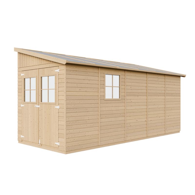 Drewniany domek ogrodowy Timbela M341 9.9 m² konstrukcja panelowa z trzech ścian grubość deski 17 mm 1 szt.