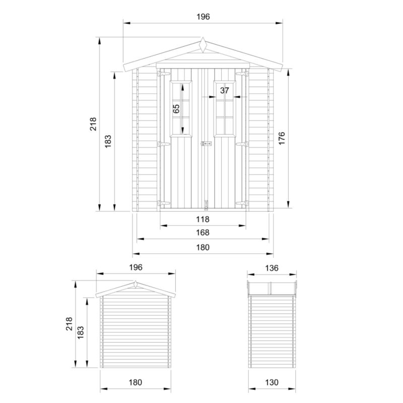 Drewniany domek ogrodowy Timbela M367C 1.98 m² drewno naturalne grubość deski 19 mm 1 szt.
