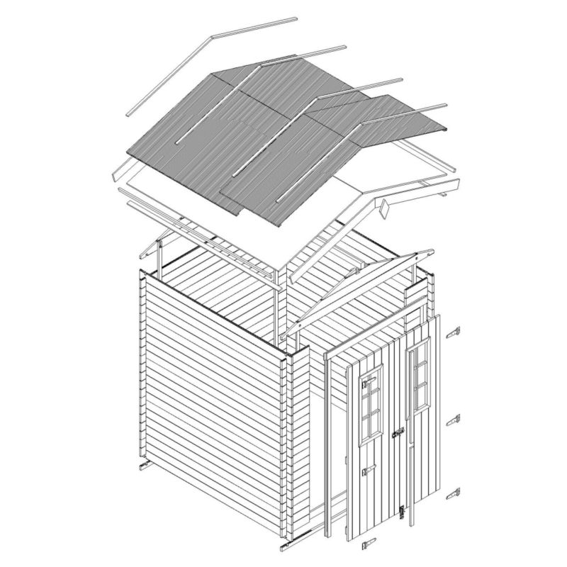 Drewniany domek ogrodowy Timbela M367C 1.98 m² drewno naturalne grubość deski 19 mm 1 szt.