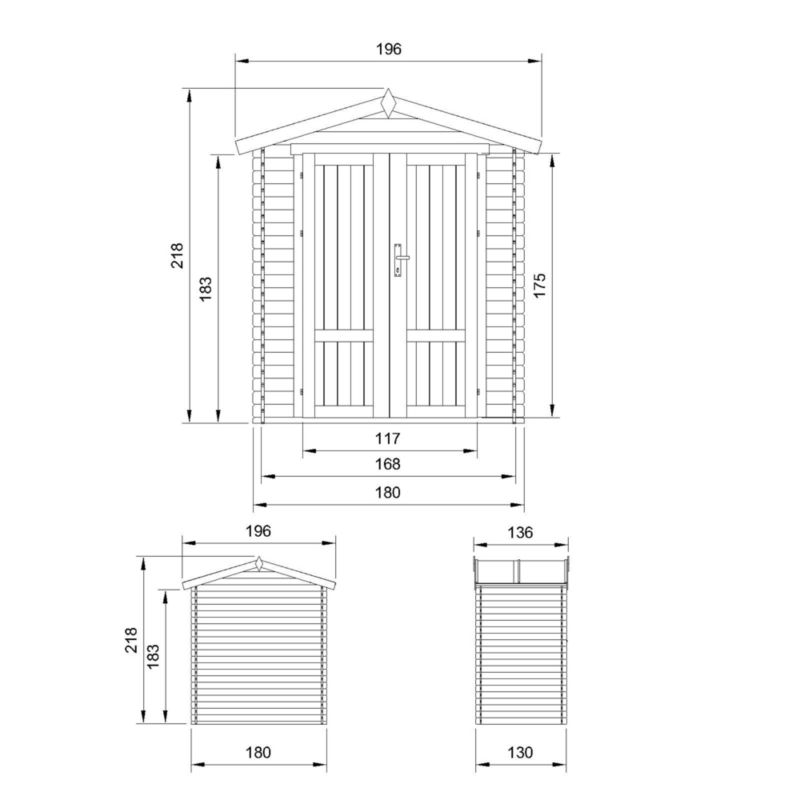 Drewniany domek ogrodowy Timbela M367F1 1.98 m² zamykane drzwi drewno naturalne grubość deski 19 mm 1 szt.