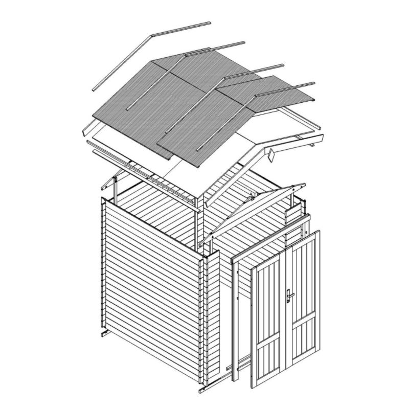 Drewniany domek ogrodowy Timbela M367F1 1.98 m² zamykane drzwi drewno naturalne grubość deski 19 mm 1 szt.