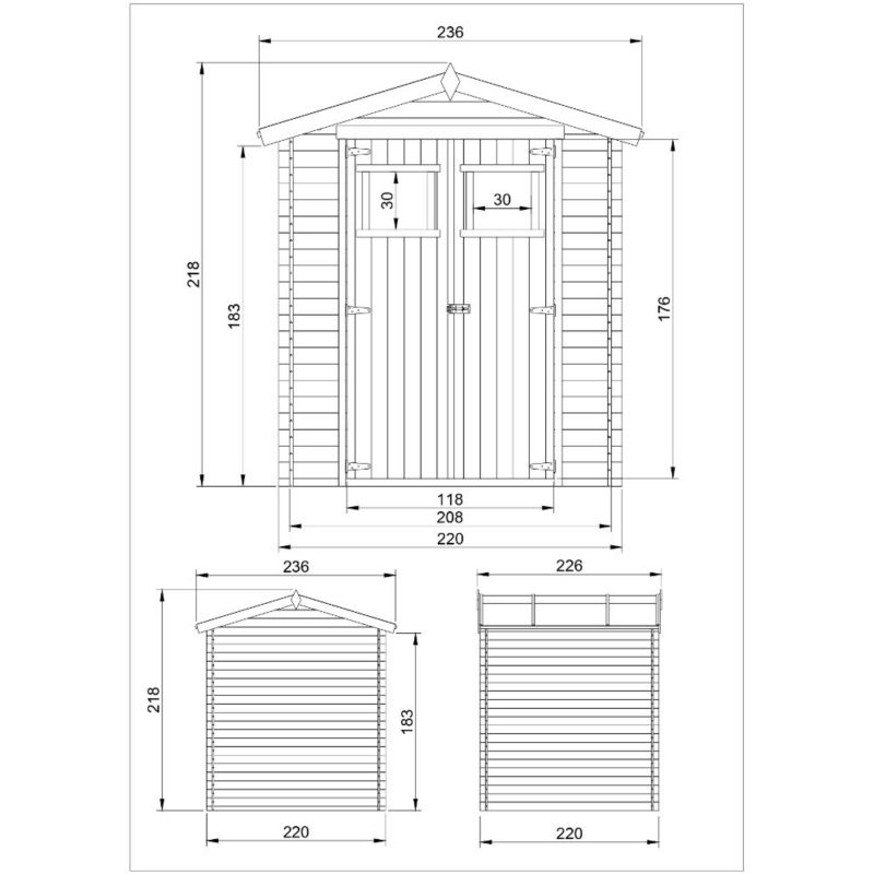 Drewniany domek ogrodowy Timbela M369 4.33 m² drewno naturalne grubość deski 19 mm 1 szt.