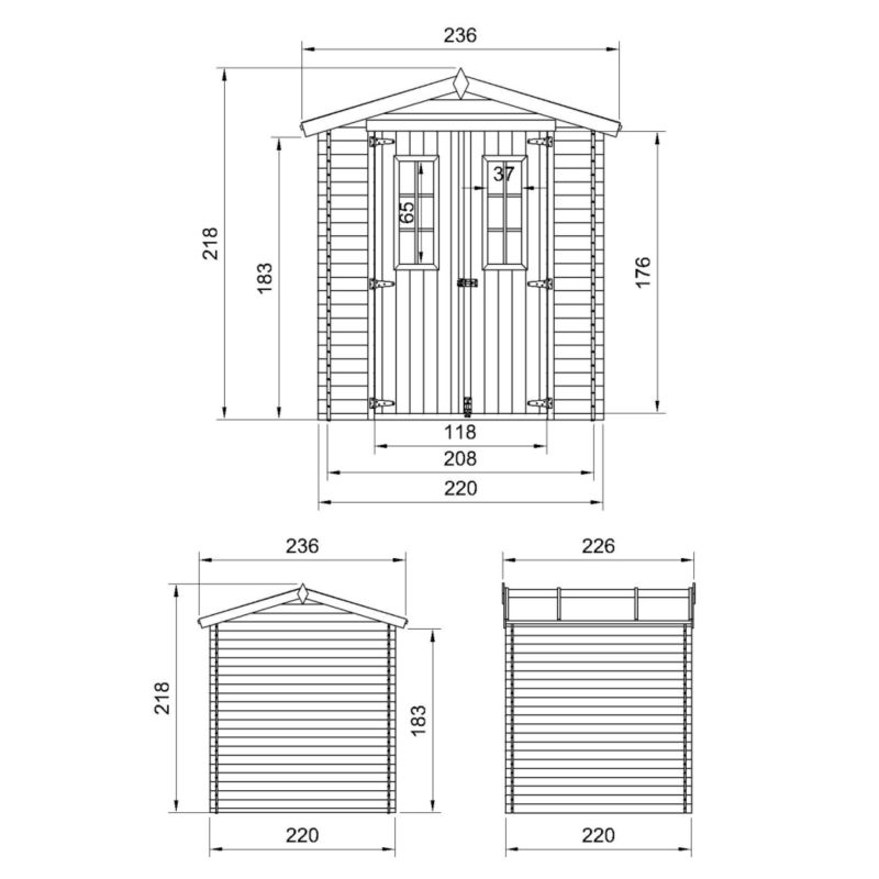 Drewniany domek ogrodowy Timbela M369C 4.33 m² drewno naturalne grubość deski 19 mm 1 szt.