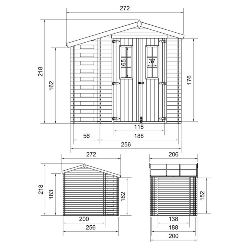 Drewniany domek ogrodowy Timbela M386C 4.47 m² drewno naturalne grubość deski 19 mm 1 szt.