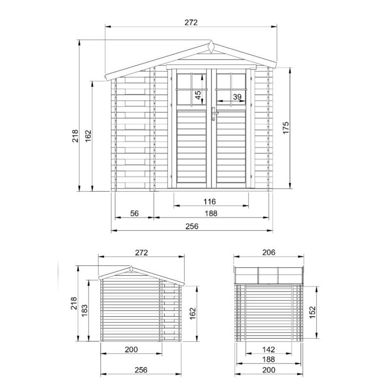 Drewniany domek ogrodowy Timbela M386F 4.47 m² zamykane drzwi drewno naturalne grubość deski 19 mm 1 szt.