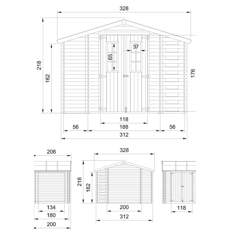 Drewniany domek ogrodowy Timbela M389C 5.47 m² drewno naturalne grubość deski 19 mm 1 szt.