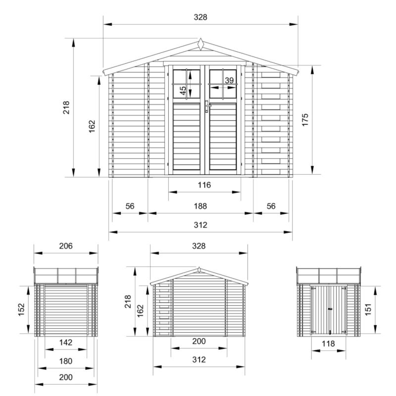 Drewniany domek ogrodowy Timbela M389F 5.47 m² zamykane drzwi drewno naturalne grubość deski 19 mm 1 szt.