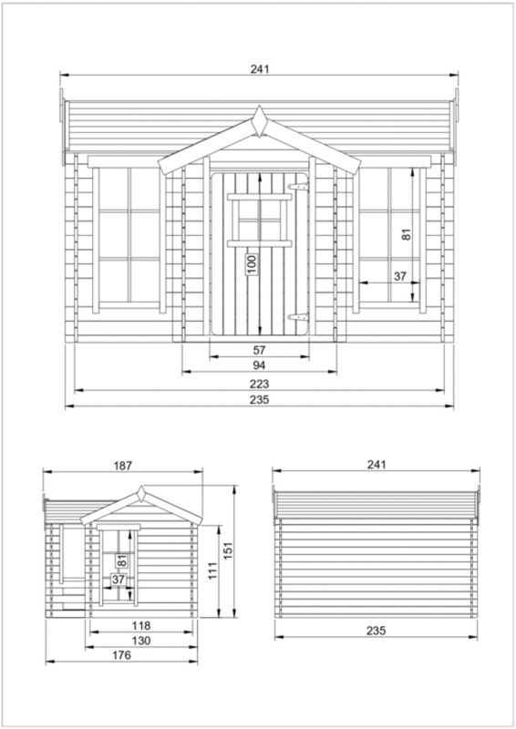 Drewniany domek zabaw Timbela 2,63 m2, M520, grubość płyty 19 mm, 1 szt.