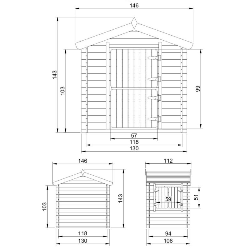 Drewniany domek zabaw Timbela bez podłogi 1,1 m2, M516-1, drewno naturalne, grubość deski 19 mm, 1 szt.