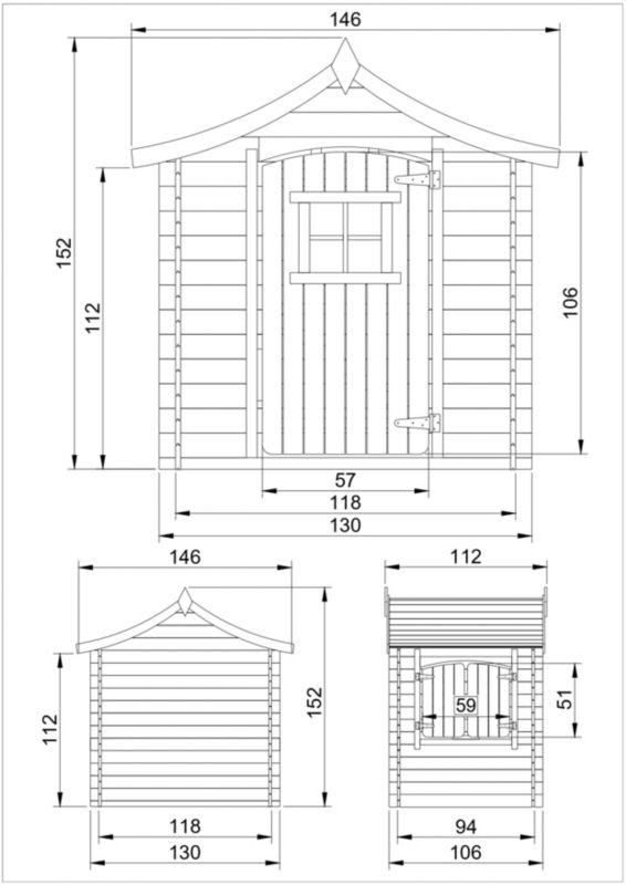 Drewniany domek zabaw Timbela bez podłogi 1,1 m2, M550-1, drewno naturalne, grubość deski 19 mm, 1 szt.