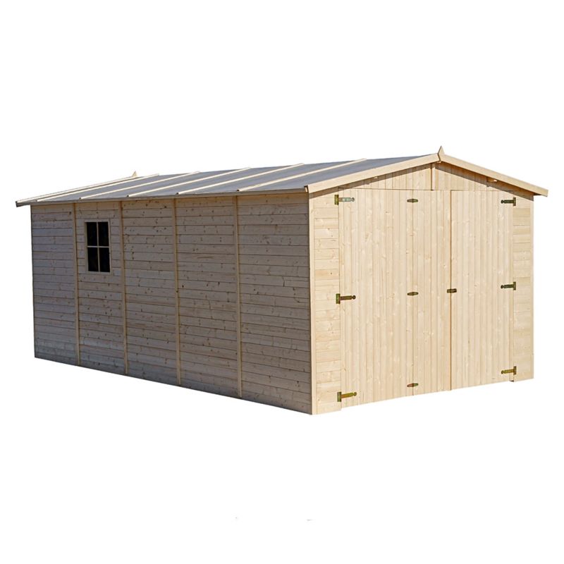 Drewniany garaż ogrodowy Timbela 15 m² M101 drewno naturalne, grubość deski 17 mm, 1 szt.