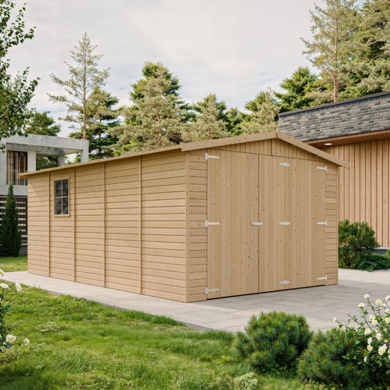 Drewniany garaż ogrodowy Timbela M101 15 m² drewno naturalne grubość deski 17 mm 1 szt.