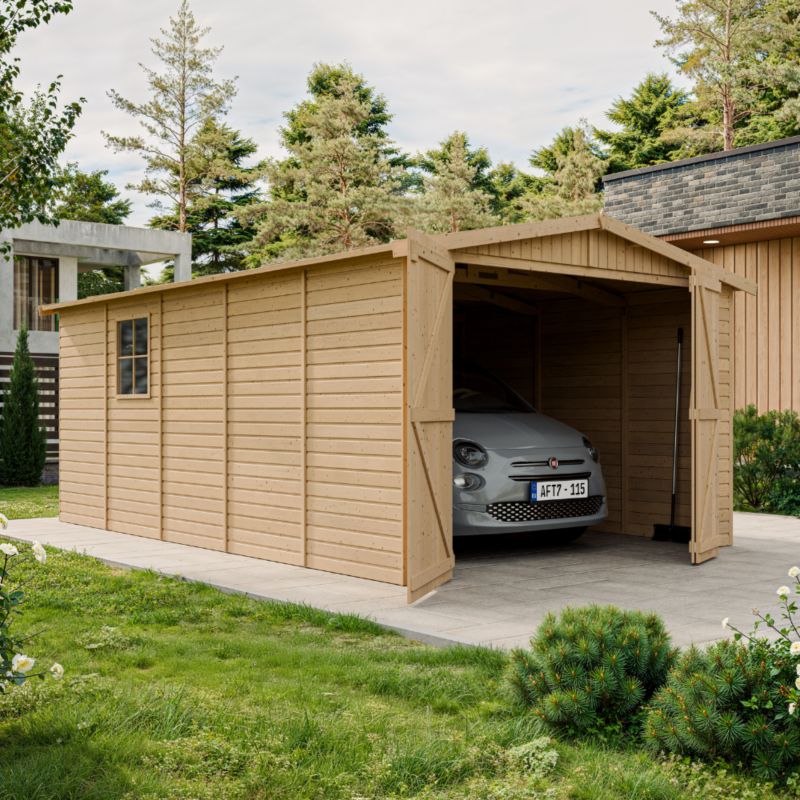 Drewniany garaż ogrodowy Timbela M101 15 m² drewno naturalne grubość deski 17 mm 1 szt.