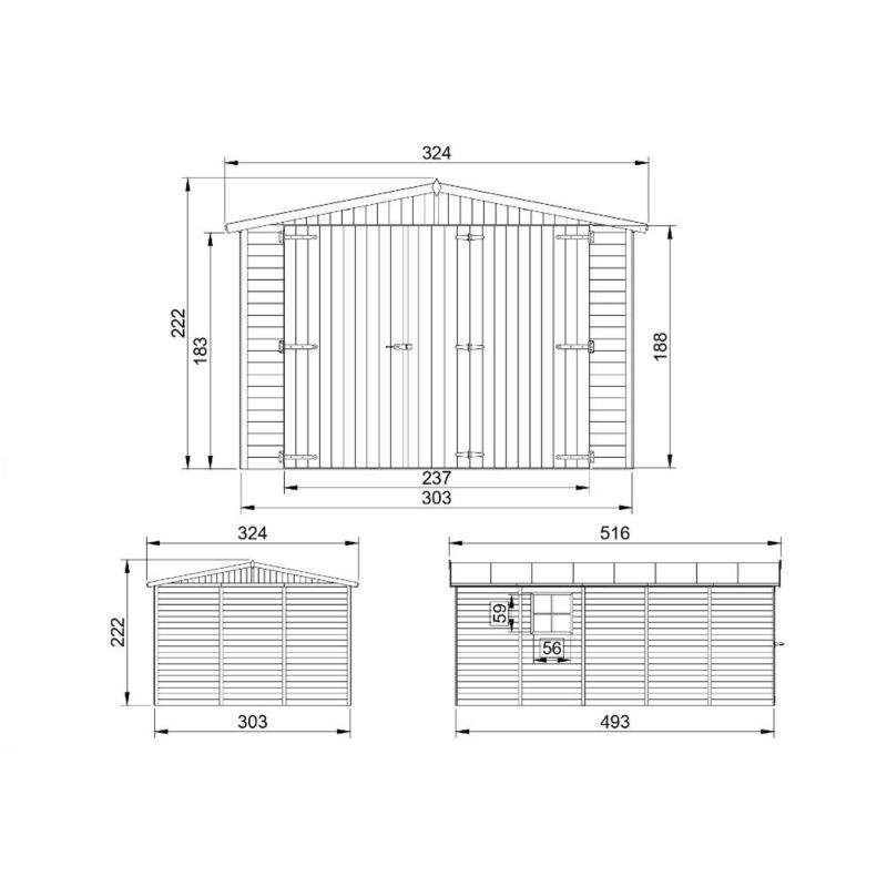 Drewniany garaż ogrodowy Timbela M101 15 m² drewno naturalne grubość deski 17 mm 1 szt.