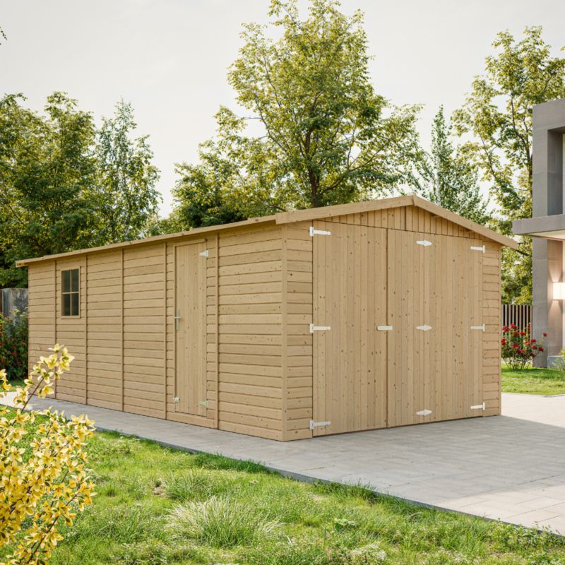 Drewniany garaż ogrodowy Timbela M102 18 m² drewno naturalne grubość deski 17 mm 1 szt.