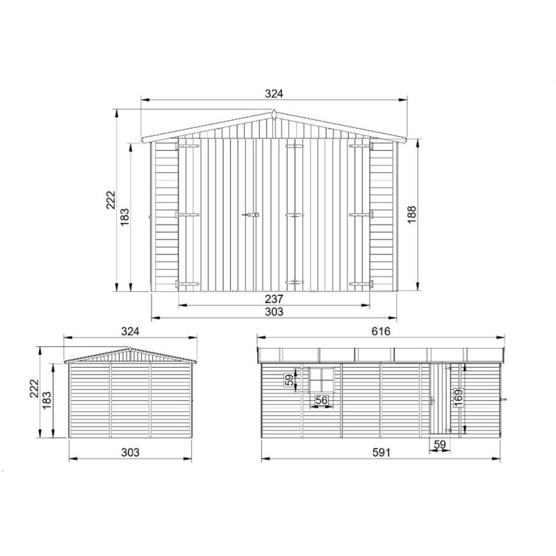 Drewniany garaż ogrodowy Timbela M102 18 m² drewno naturalne grubość deski 17 mm 1 szt.