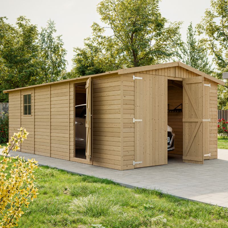 Drewniany garaż ogrodowy Timbela M102 18 m² drewno naturalne grubość deski 17 mm 1 szt.