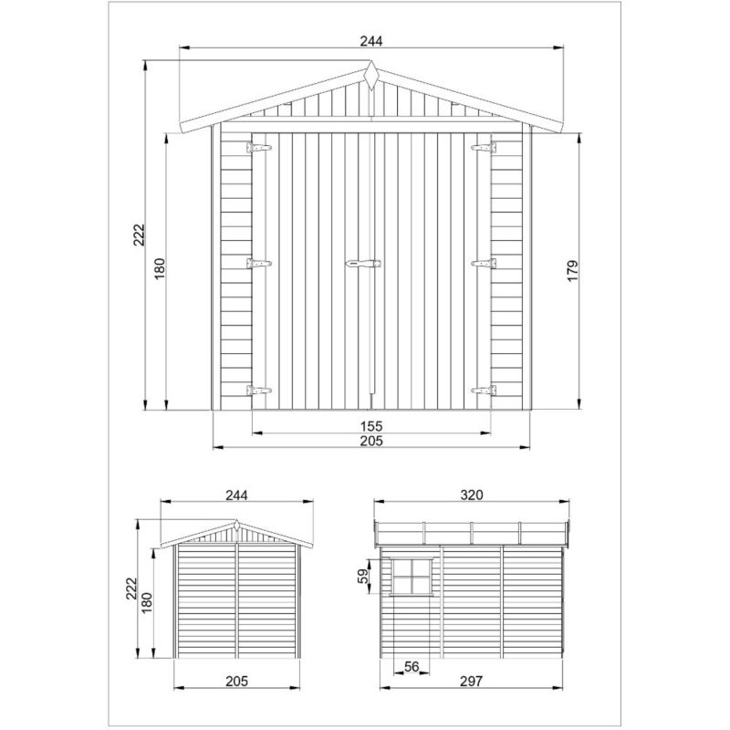 Drewniany garaż ogrodowy Timbela M105 6 m² drewno naturalne grubość deski 17 mm 1 szt.