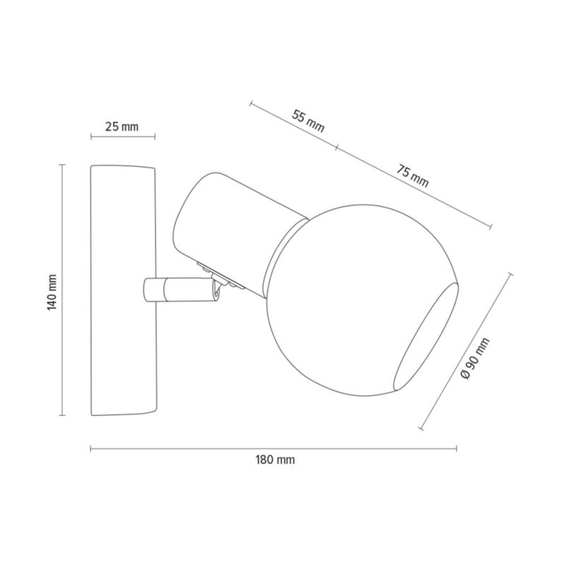 Drewniany Kinkiet SPOT Light  1xE14 Max.40W Dąb Olejowany FSC z Białym Szkłem, Polski Producent, 1 szt.
