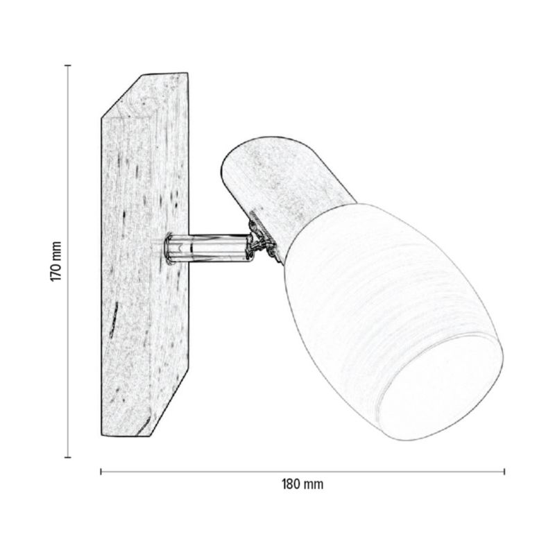 Drewniany Kinkiet SPOT Light  1xE14 Max.40W Naturalna Brzoza FSC, Biały Szklany Klosz, Polski Producent, 1 szt.