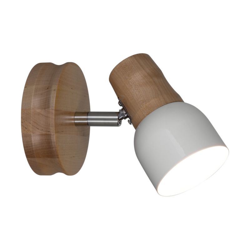 Drewniany Kinkiet SPOT Light  1xE14 Max.40W Naturalna Brzoza FSC z Białym Kloszem, Polski Producent, 1 szt.