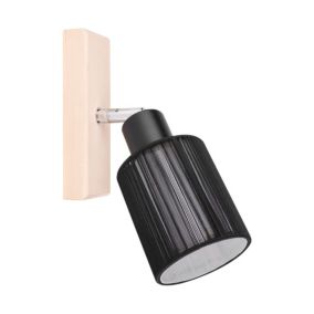 Drewniany Kinkiet SPOT Light  1xE14 Max.40W Naturalna Brzoza FSC z Czarnym Abażurem, Polski Producent, 1 szt.