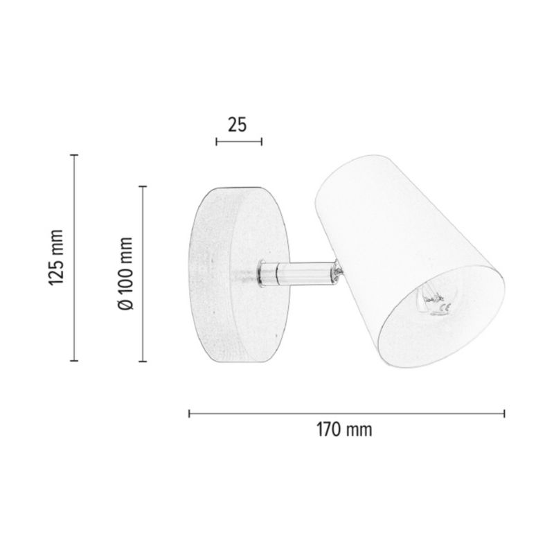 Drewniany Kinkiet SPOT Light  1xE14 Max.40W Naturalna Brzoza z Czarnym Kloszem, Polski Producent, 1 szt.