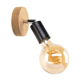 Drewniany Kinkiet SPOT Light  1xE27 Dąb Olejowany PVC z Dodatkiem Czerni, Polski Producent, 1 szt.