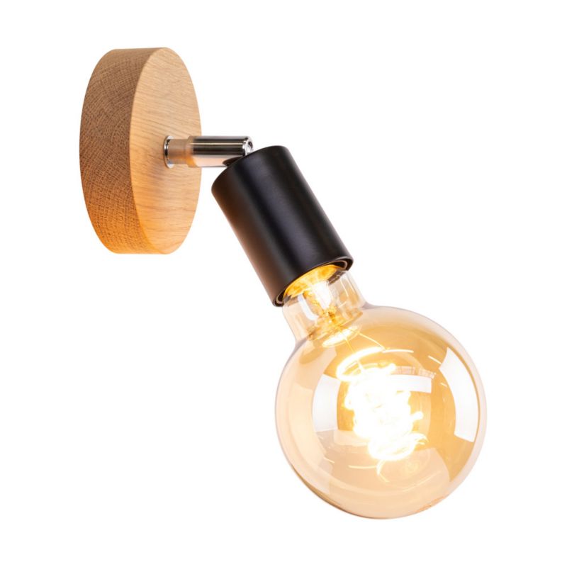 Drewniany Kinkiet SPOT Light  1xE27 Dąb Olejowany PVC z Dodatkiem Czerni, Polski Producent, 1 szt.