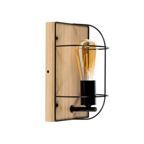 Drewniany Kinkiet SPOT Light 1xE27 Max.15W LED Dąb Olejowany FSC z Akcentem Czerni, Polski Producent, 1 szt.