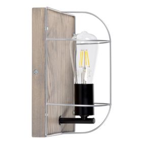 Drewniany Kinkiet SPOT Light 1xE27 Max.15W LED Drewno Sosnowe Szare FSC z Srebrnym Akcentem, Polski Producent, 1 szt.