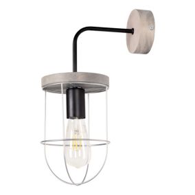 Drewniany Kinkiet SPOT Light 1xE27 Max.15W LED Drewno Sosnowe Szare FSC z Srebrnymi Detalami, Polski Producent, 1 szt.