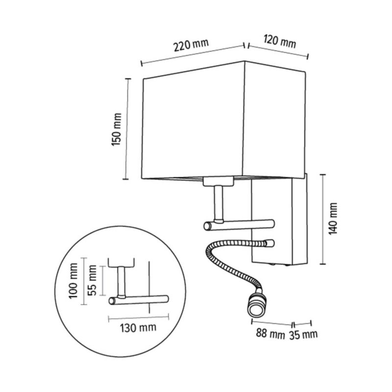 Drewniany Kinkiet SPOT Light 1xE27 Max.25W, 1xLED 2,5W Drewno Bukowe Orzechowe FSC z Białym Abażurem, 1 szt.