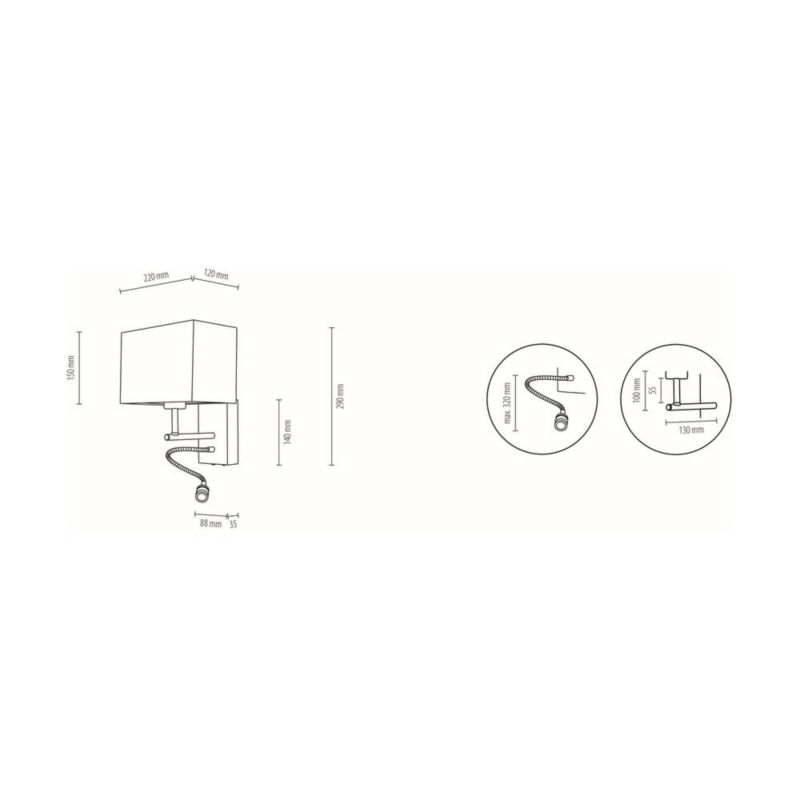 Drewniany Kinkiet SPOT Light 1xE27 Max.25W, 1xLED 2,5W Drewno Bukowe Orzechowe FSC z Czarnym Abażurem, 1 szt.